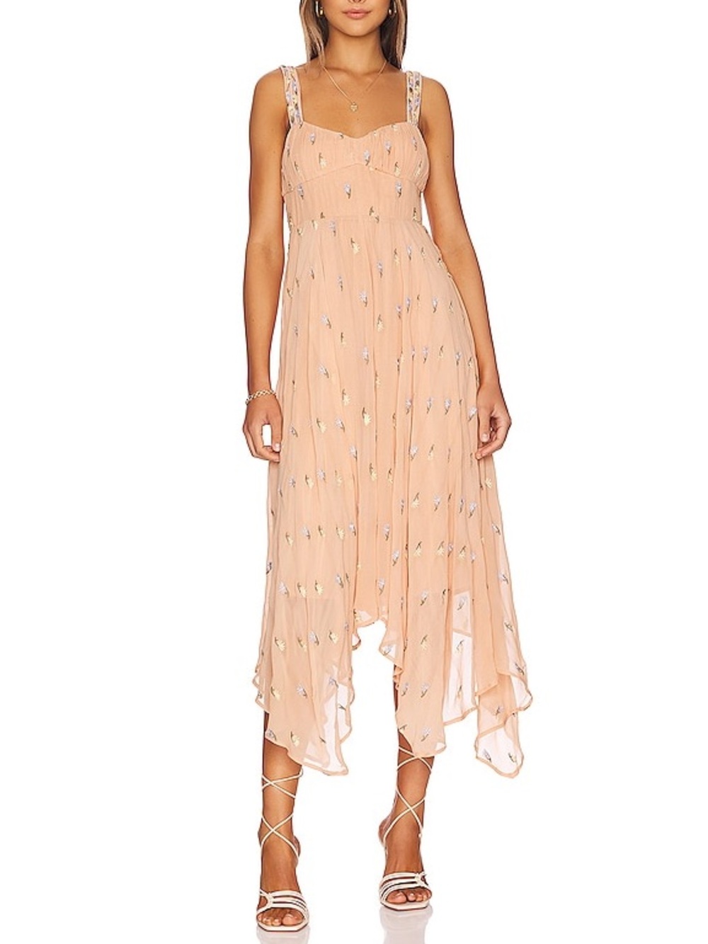 Majorelle Fairy Midi Dress in Nude Peach Size XS